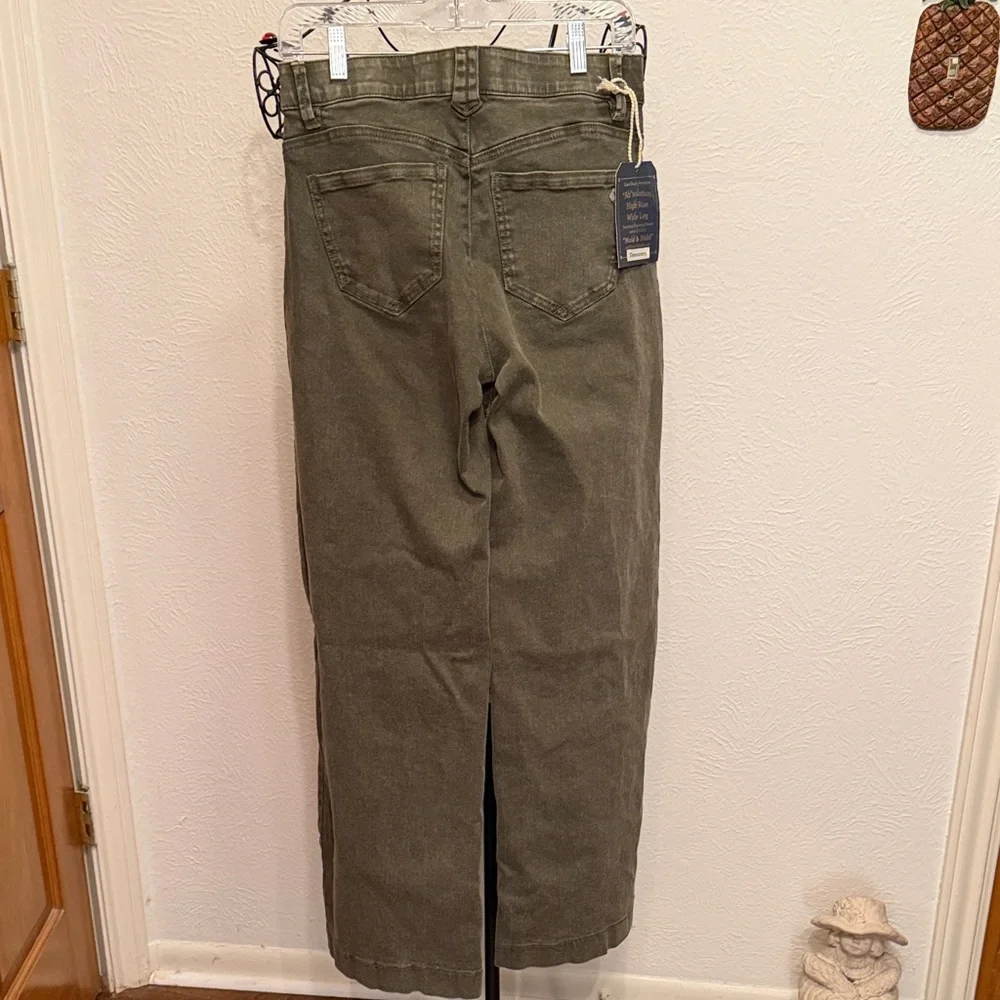 🫒🫒🫒BOGOHO🫒🫒🫒Democracy Olive Green Wide Leg Jeans-Size 4 - Picture 6 of 14